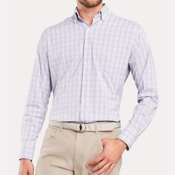 Peter Millar Summer Comfort Applecrest Performance Tattersall Sport Shirt Medium - Picture 1 of 9